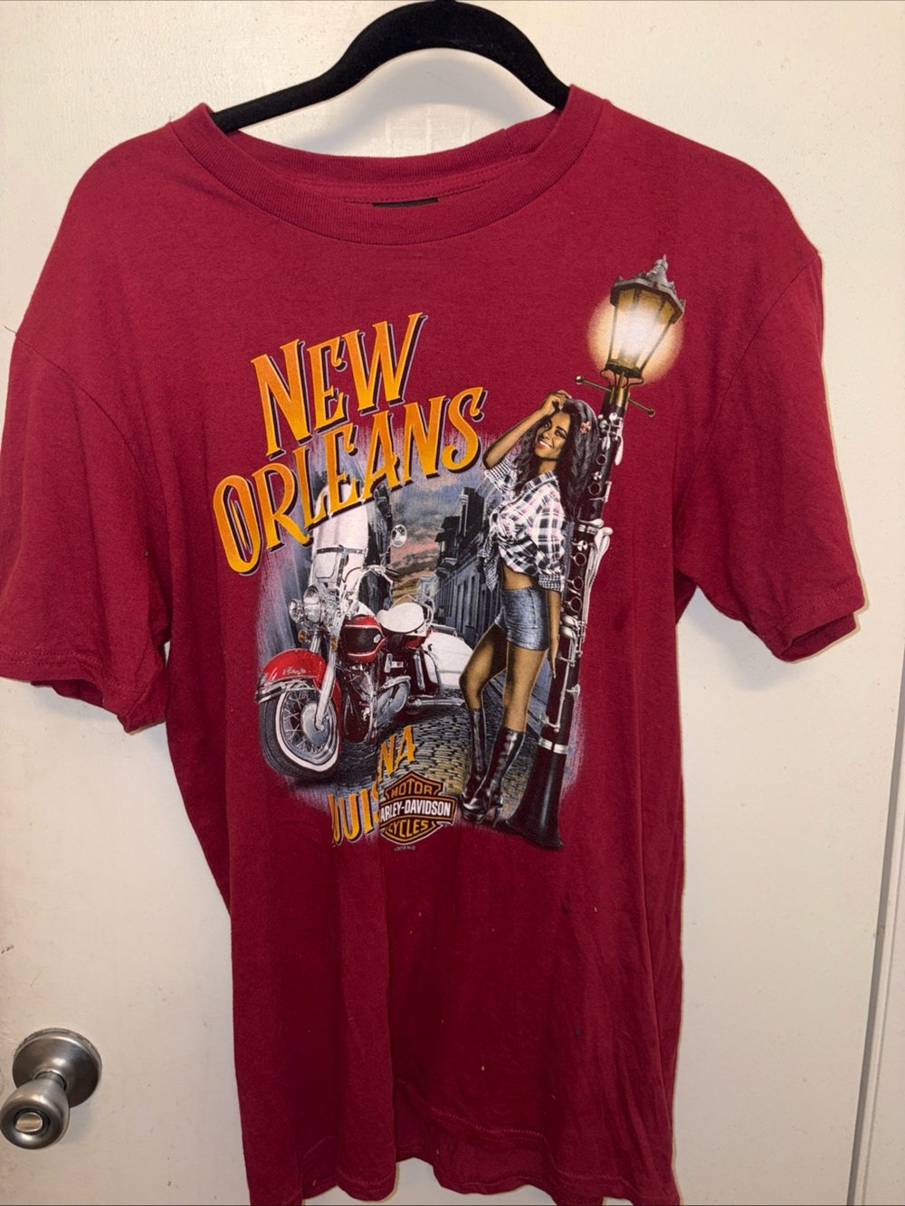 Harley-Davidson Maroon New Orleans Graphic Tee with Yellow Lettering